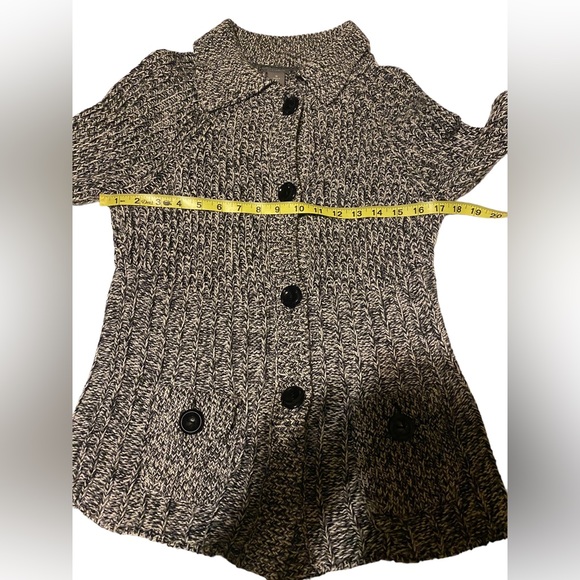 Ann Taylor Women’s Medium Open Cardigan Sweater Chunky Knit Black White Gray - Picture 4 of 13